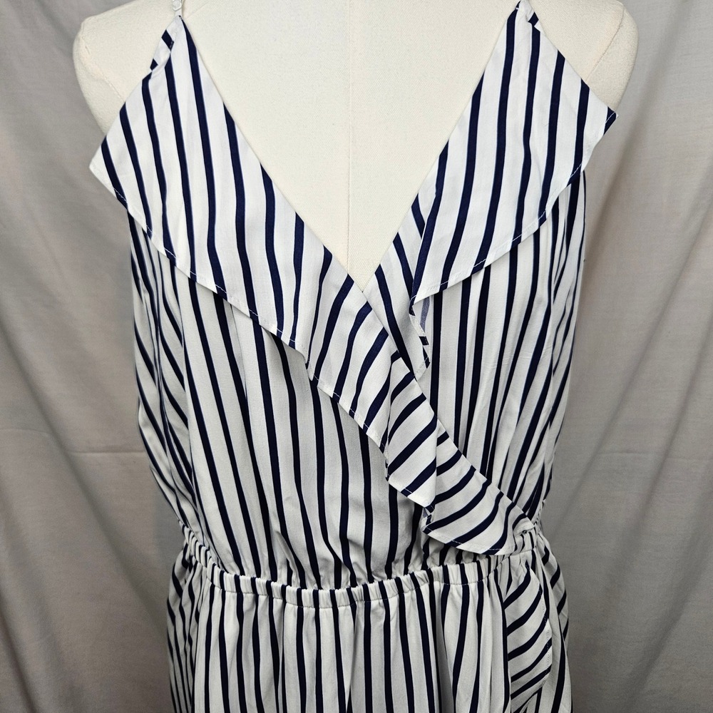 NWT Express Womens Faux Wrap Spag Strap Mini Dress XL Resortwear Nautical - Picture 3 of 8